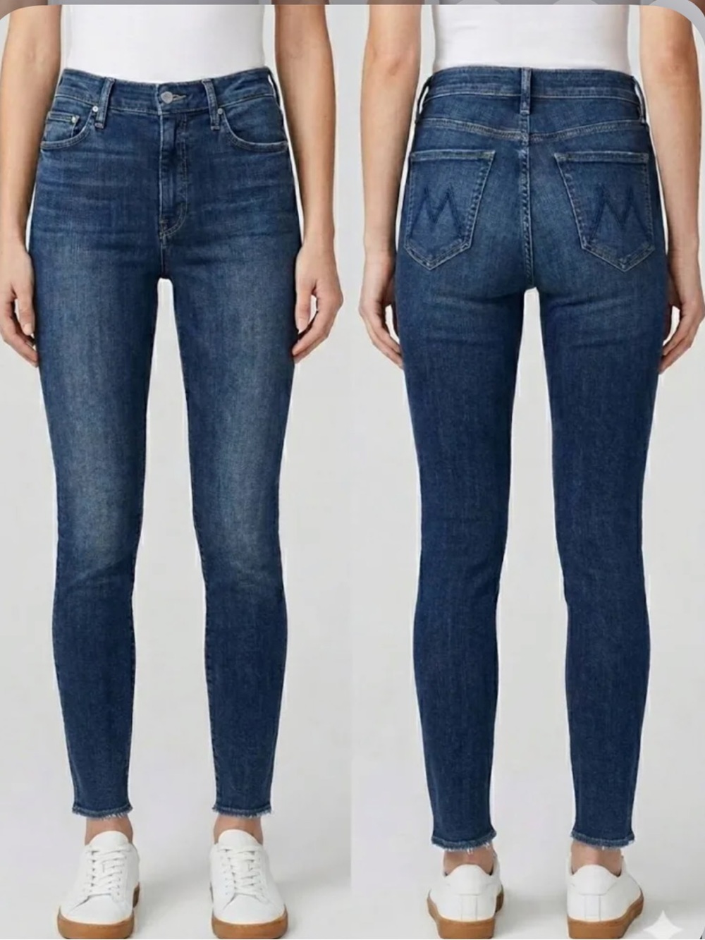 Mother High Waisted Looker Ankle Fray Skinny On The Edge Dark Wash Jeans Size 29